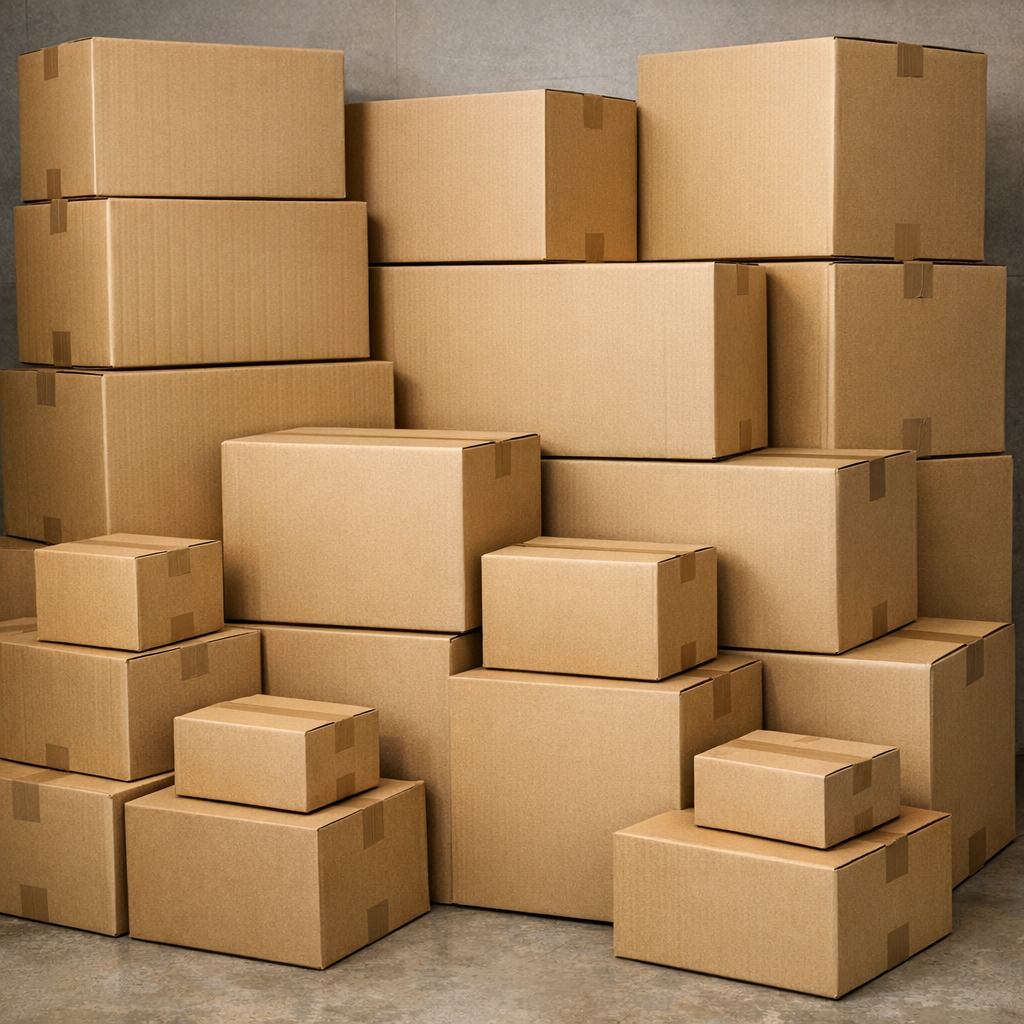 Stacked Cardboard Boxes Ready for Shipping