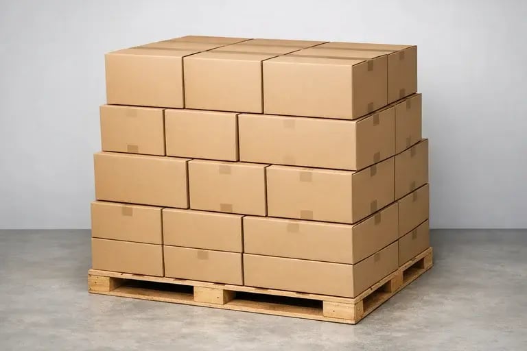 Stacked Cardboard Boxes Ready for Retail Shipping